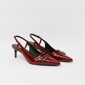 NWOT Jinnipick 009 Elliot Straps Slingback in Cherry Red 36.5